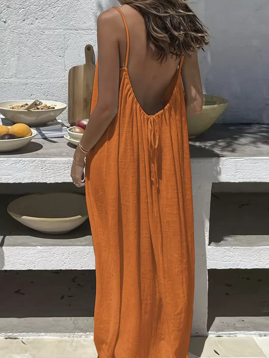 ☀️ Women's Solid Color Backless Cami Dress-lln