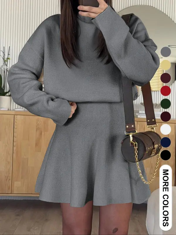 Women's Casual Mock Neck Sweater Dress