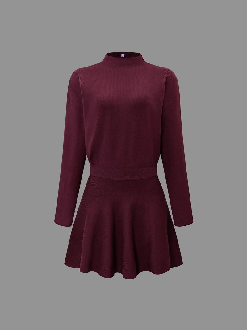 Women's Casual Mock Neck Sweater Dress