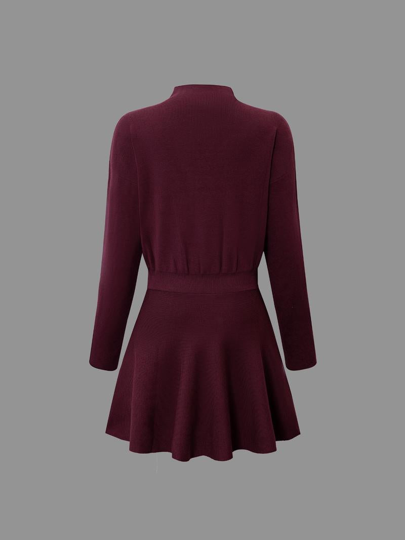 Women's Casual Mock Neck Sweater Dress