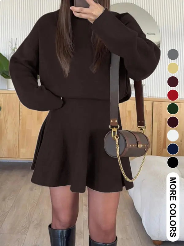 Women's Casual Mock Neck Sweater Dress