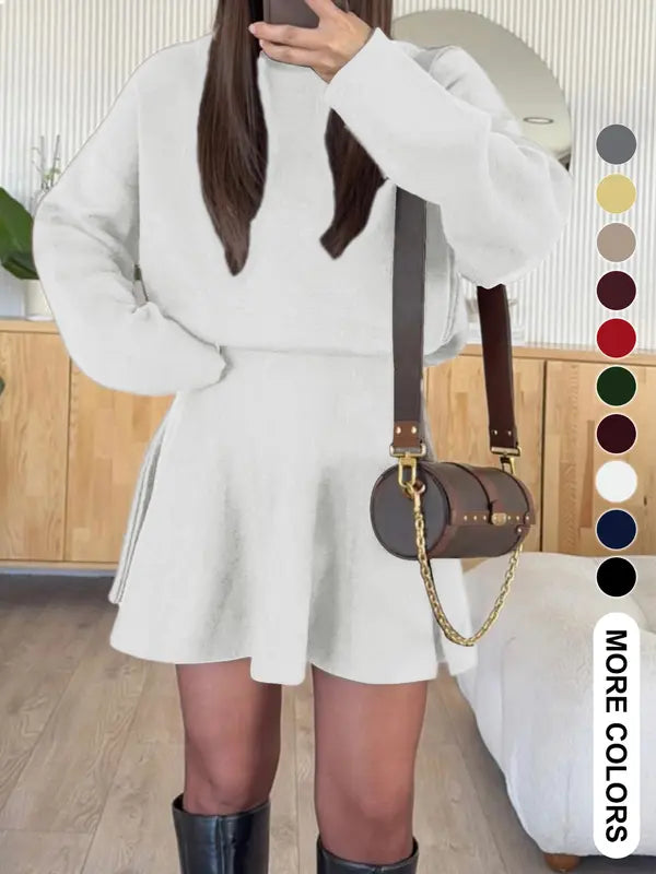 Women's Casual Mock Neck Sweater Dress