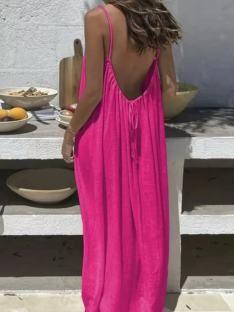 ☀️ Women's Solid Color Backless Cami Dress-lln