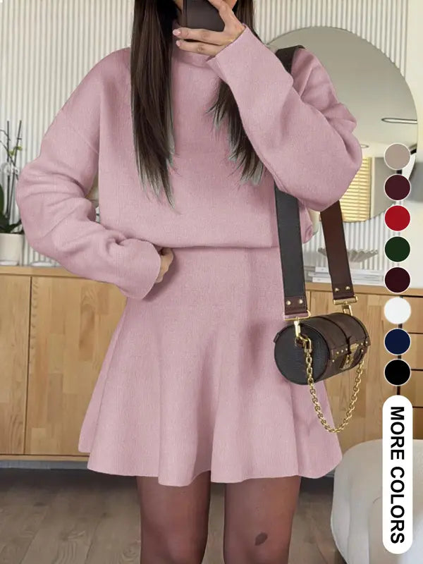 Women's Casual Mock Neck Sweater Dress