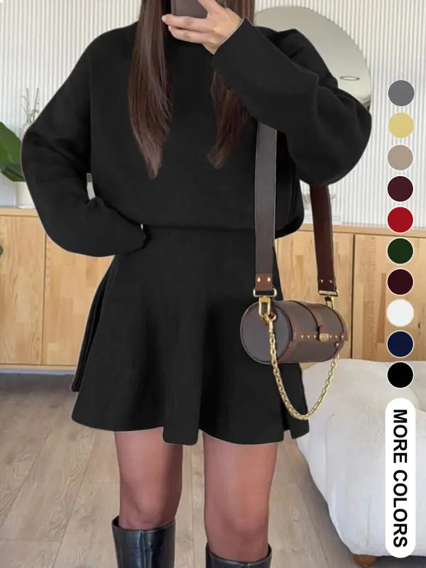 Women's Casual Mock Neck Sweater Dress